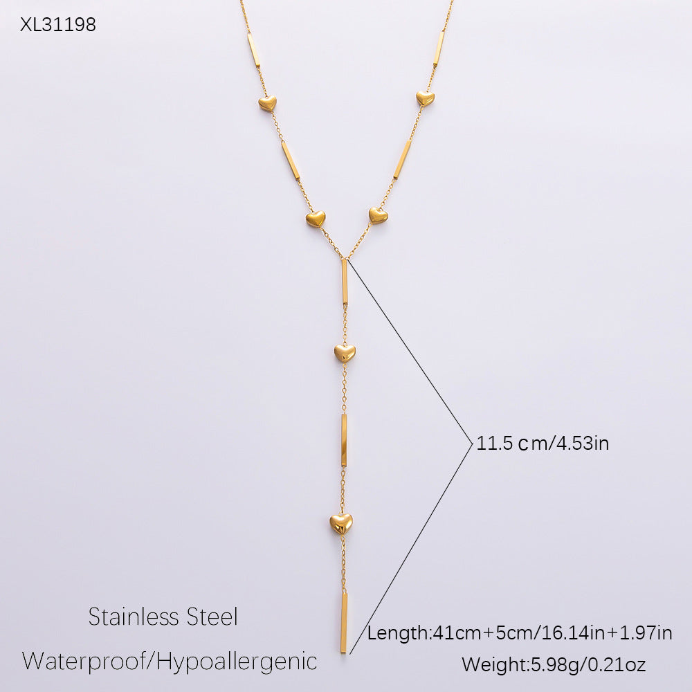 Women's Elegant Stainless Steel Gold-plated Diamond Jewelry Necklaces