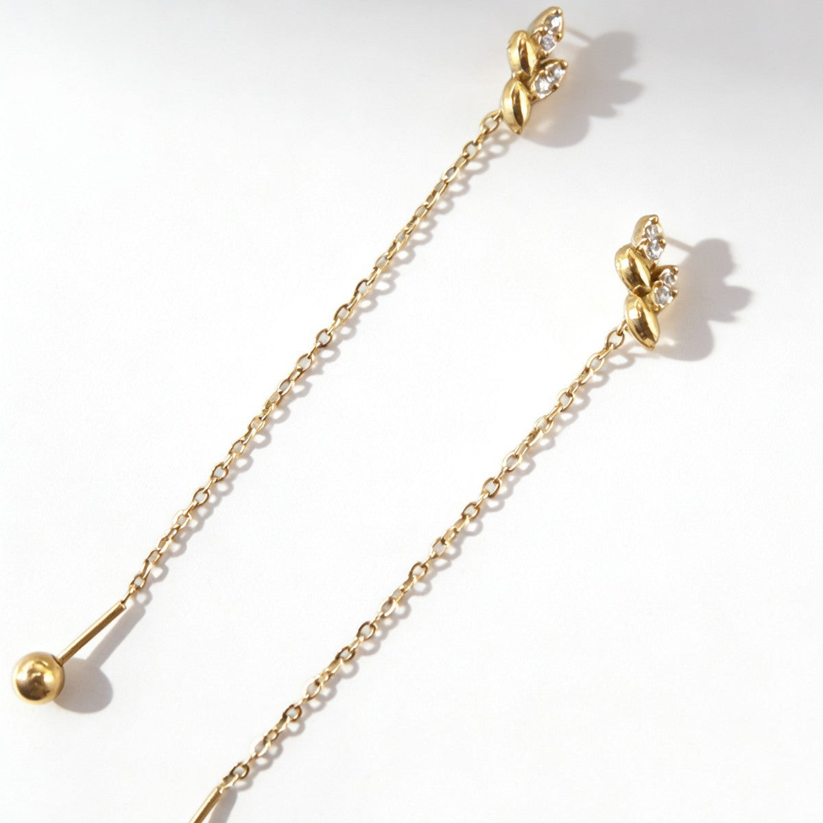 Style Long Golden Tassel Female Graceful Fashionable Advanced Diamond Titanium Rings