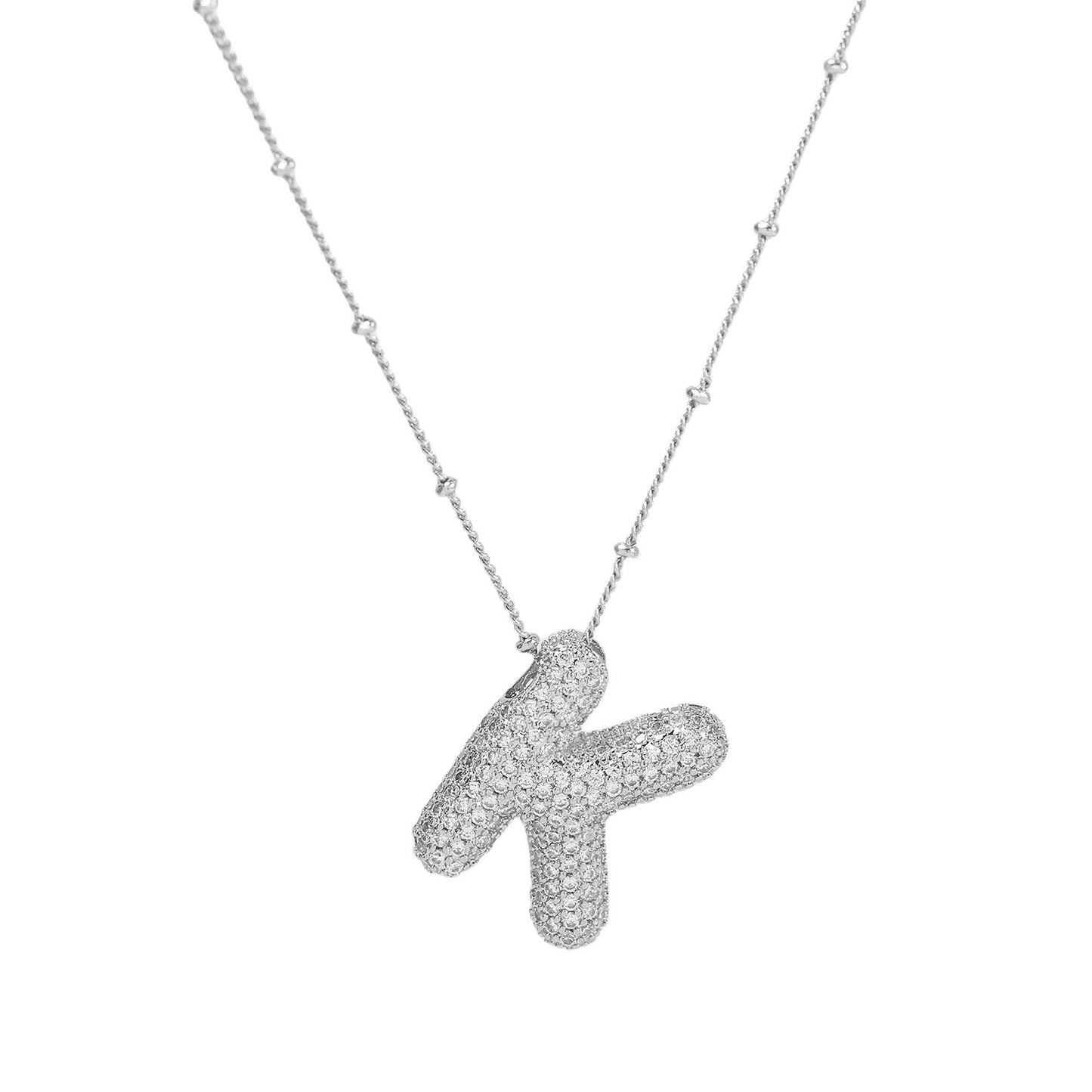 Women's Brass Zircon Bubble Balloon Letter Chubby Necklaces