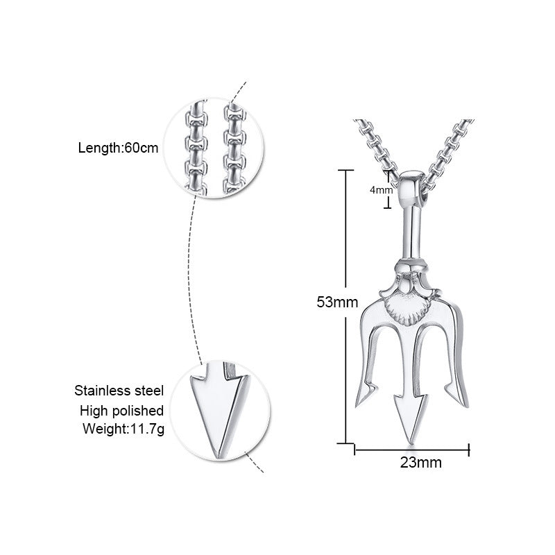Men's Design Stainless Steel Trident Fashion Necklaces