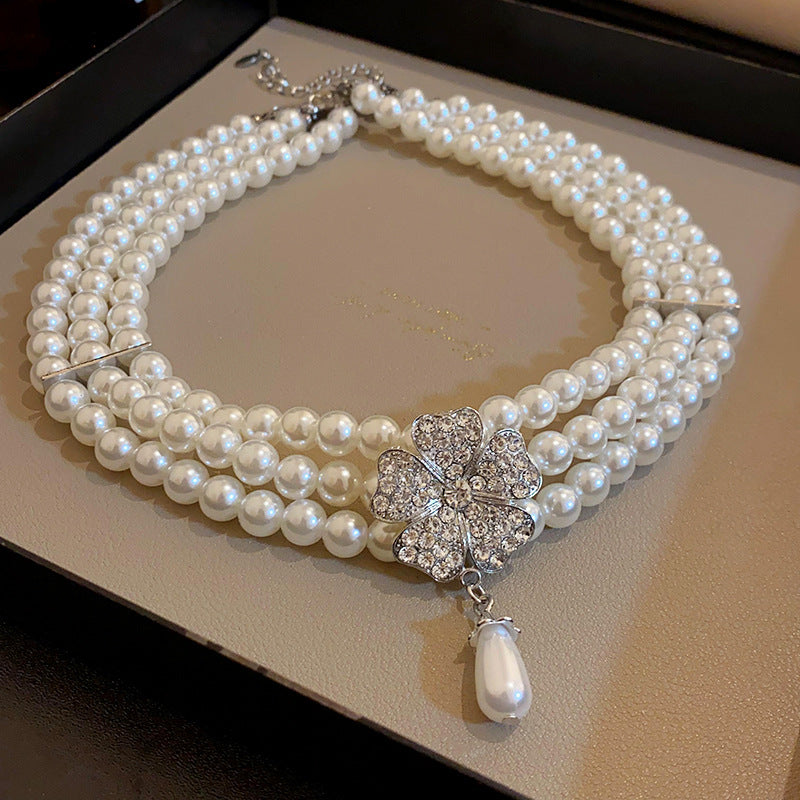 Flower Pearl Niche Creative Clavicle Chain Graceful Fashionable High Necklaces