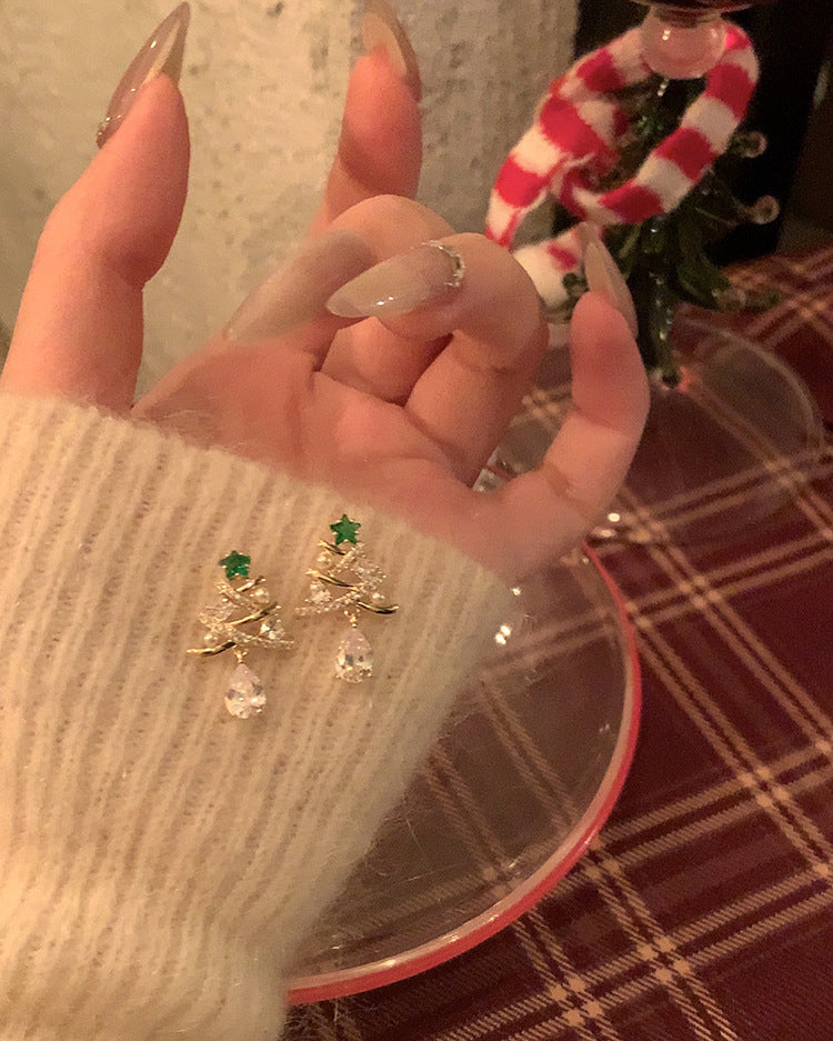 Winter Zircon Christmas Tree Niche Design Rings