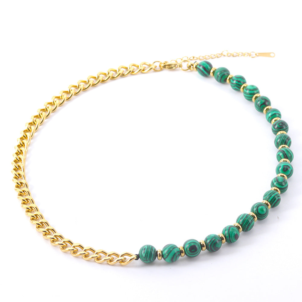 Men's Titanium Steel Cuban Set Natural Tigereye Necklaces