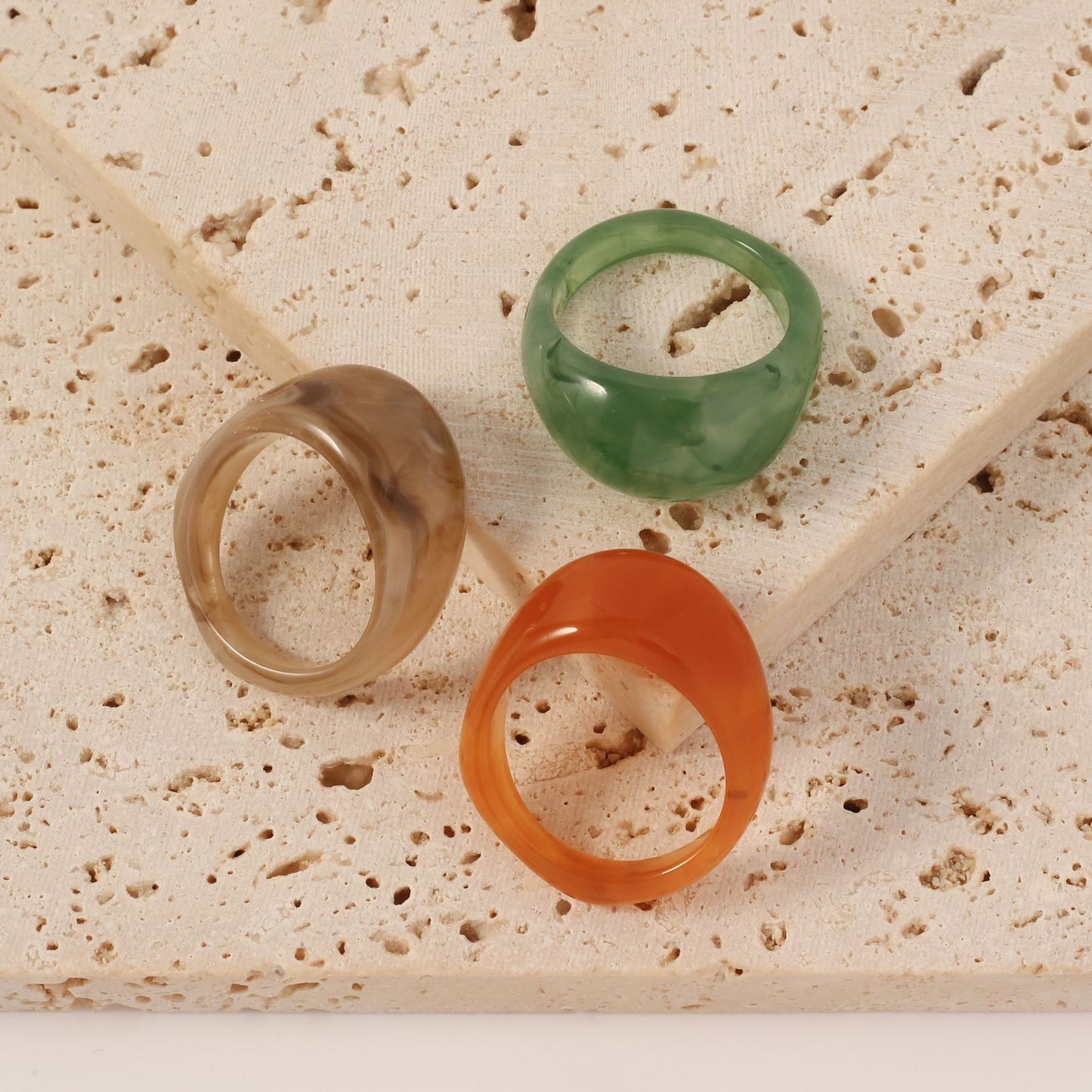 Vintage Geometric Colorful Resin Couple Fashion Rings