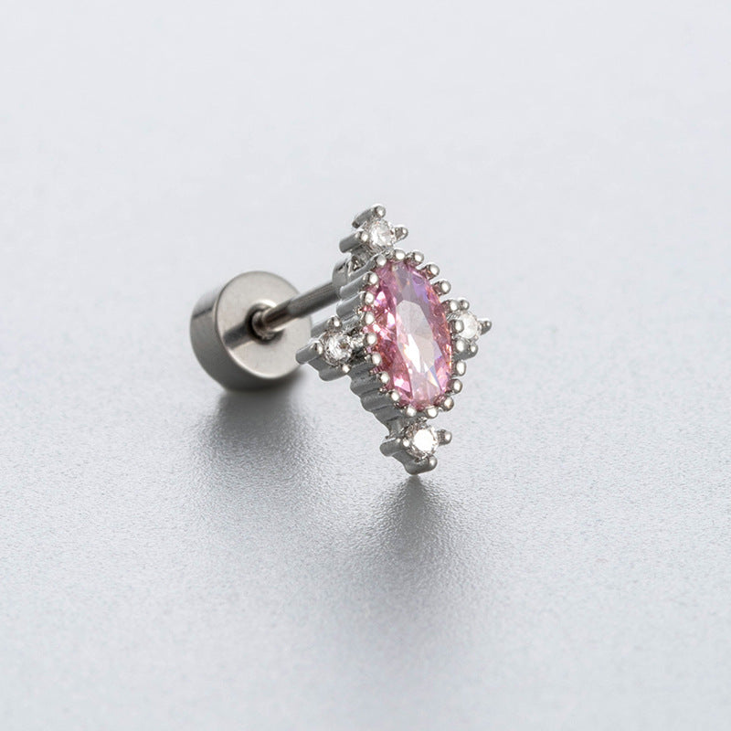 Henson Titanium Steel Ear Bone Pink Zircon Rings