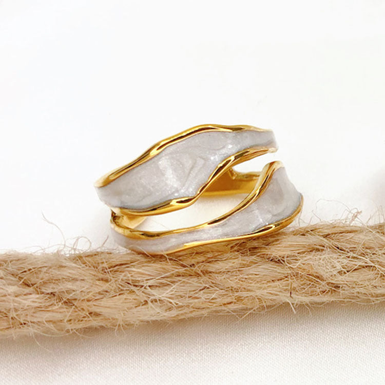 Women's Open-end Simple Gold Vacuum Plating Enamel Glaze Drop Rings