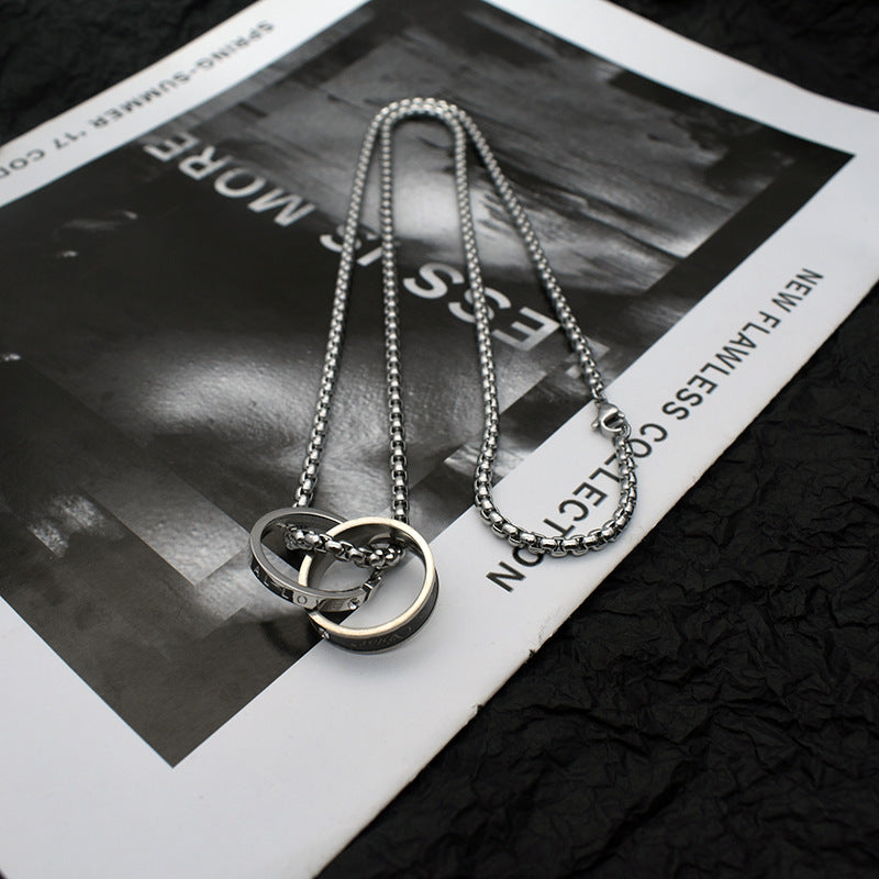 Women's & Men's Steel No Fading Double Round Simple Necklaces