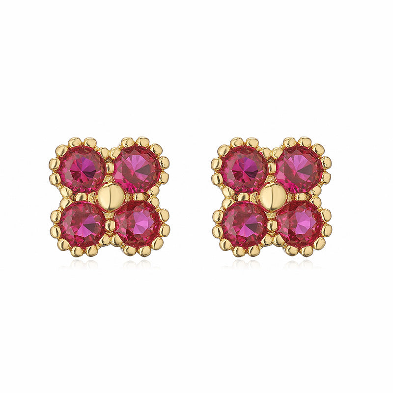 Women's Affordable Luxury Copper Inlaid Color Diamond Earrings