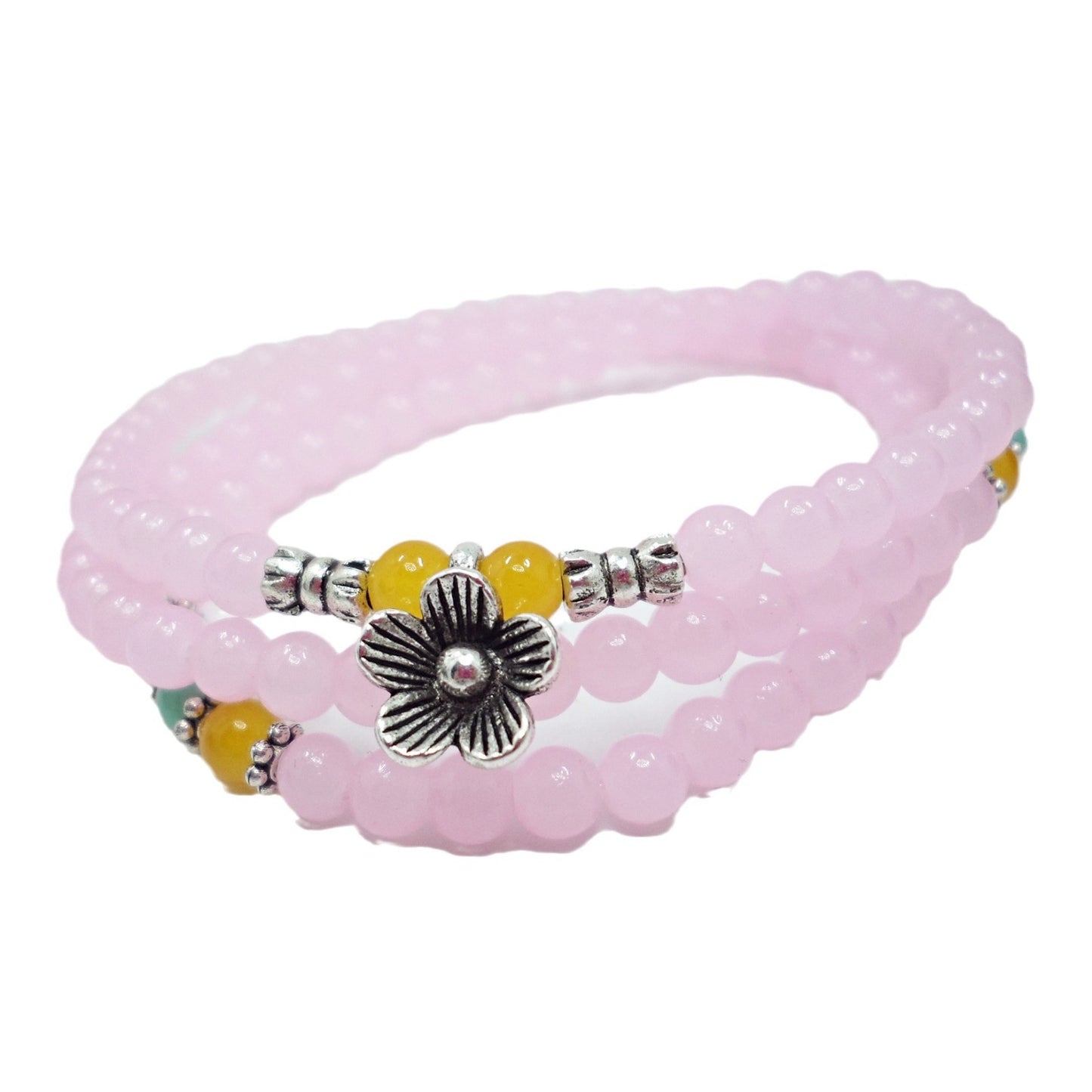 Hawaii Holiday Antique Sier Flower Beaded Mix Match Bracelets
