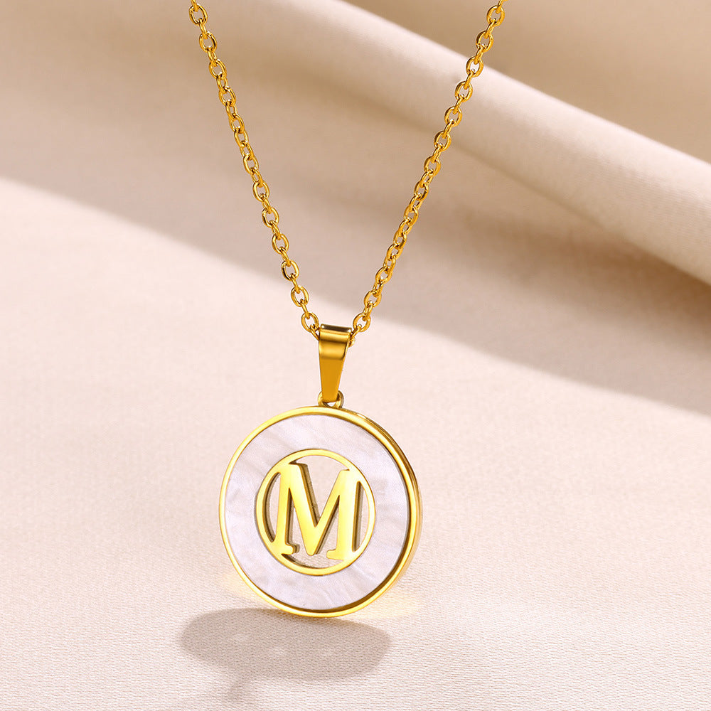 Women's Shell Round Stainless Steel Letter Fashion Pendants