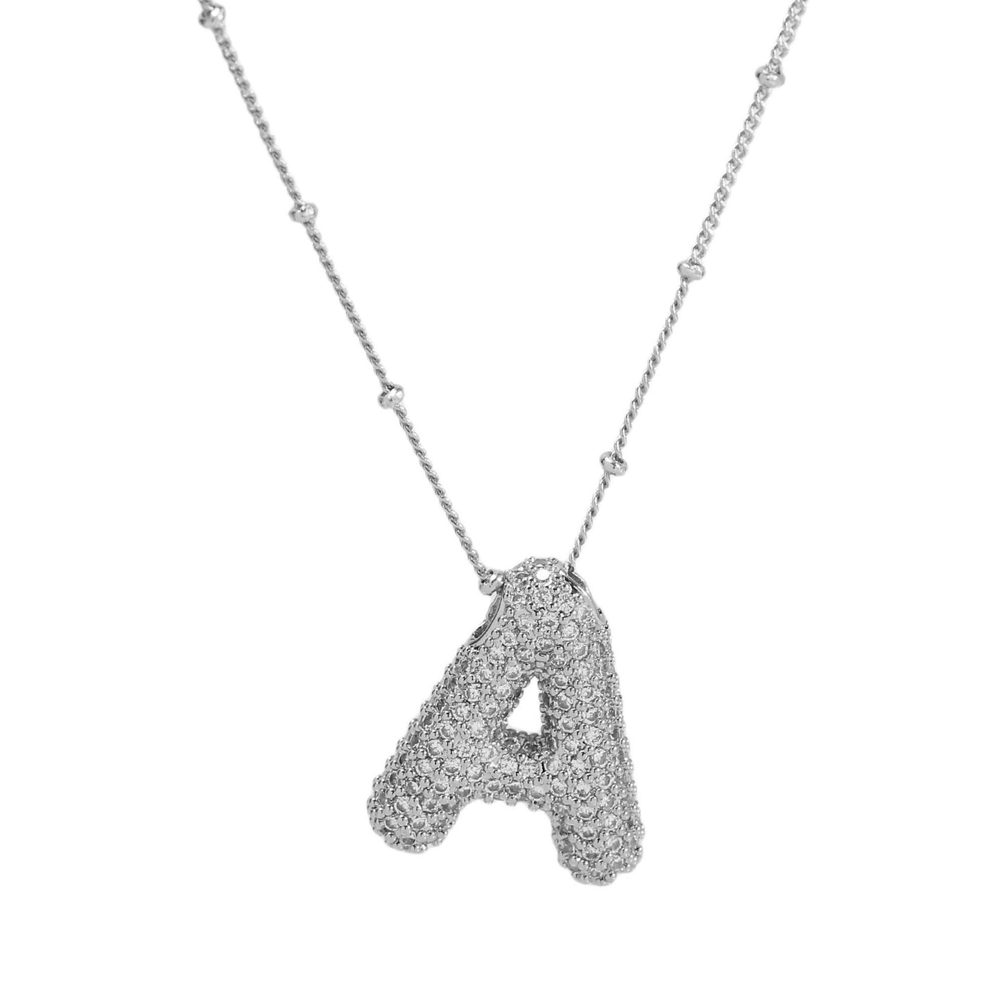 Women's Brass Zircon Bubble Balloon Letter Chubby Necklaces