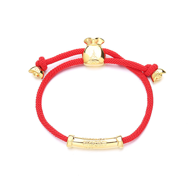 Thailand Blessing Card Barrel Lotus Electroplated Real Gold Purse Bracelet