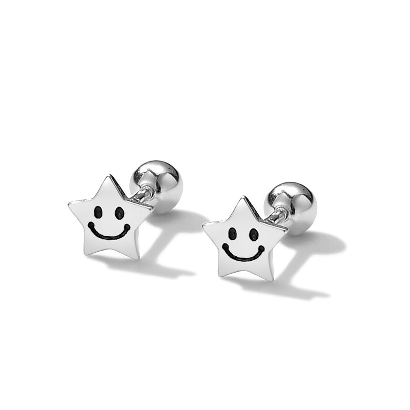 Five-pointed Star Smiley Face Twist Screw Fashion Ear Earrings