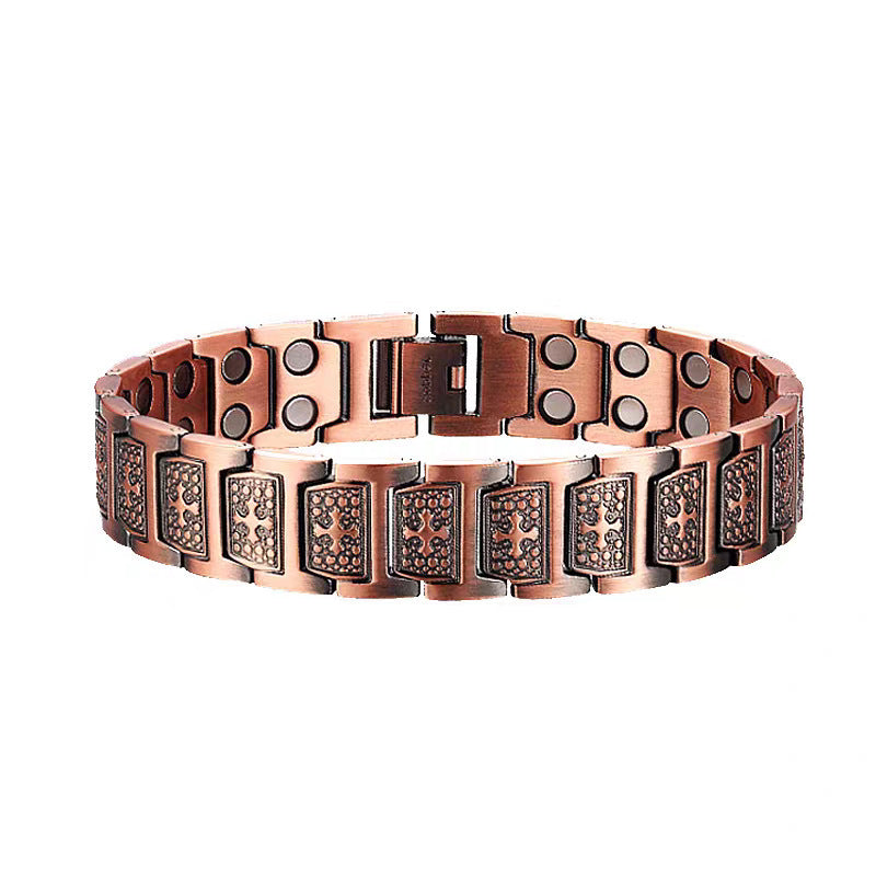 Metal Bronze Magnet Vintage Wide Row Bracelet