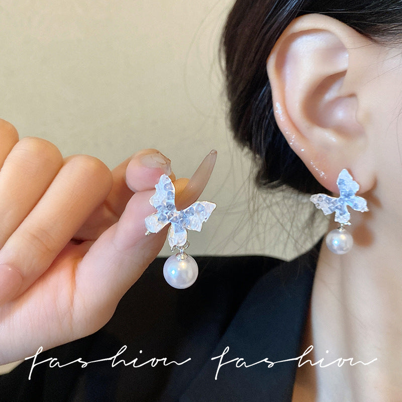 Butterfly Pearl Tassel Super Light Luxury Earrings