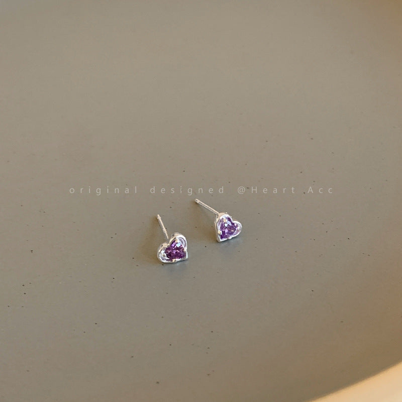 Women's Before Sleep Loving Heart Zircon Exquisite High-grade Earrings