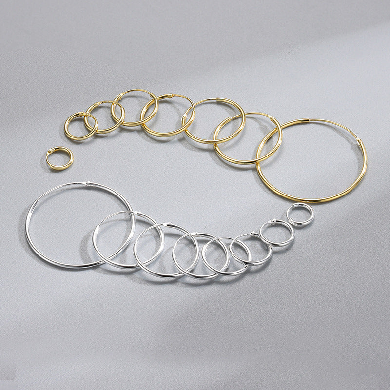 Women's Sier Golden Circle Hollow Tube Fashion Earrings
