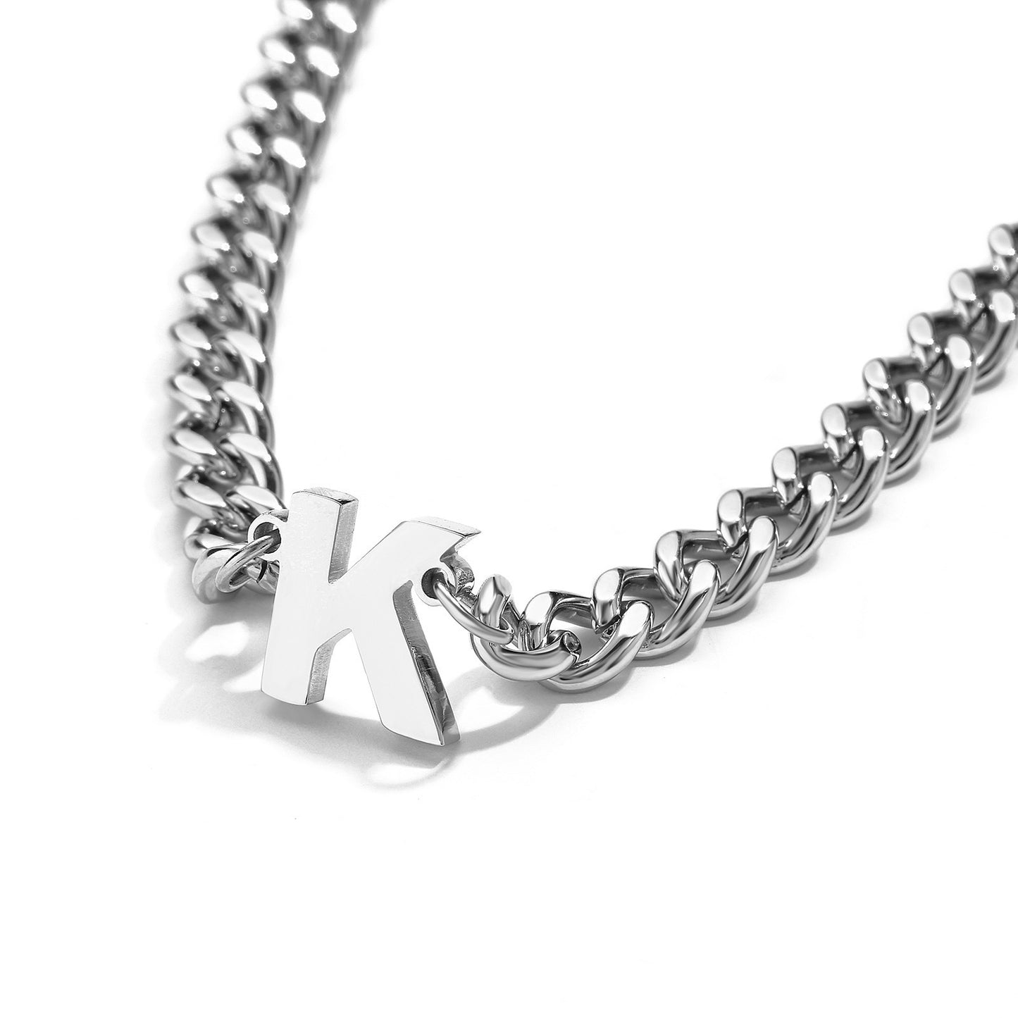 Men's Steel Cuban Link Chain English Letter Necklaces