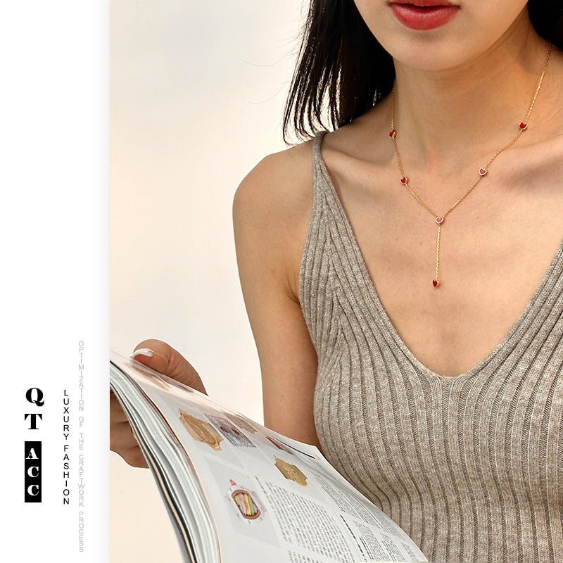 Women's Exquisite French Commuter Gentle Brass Gold Plated Heart Necklaces