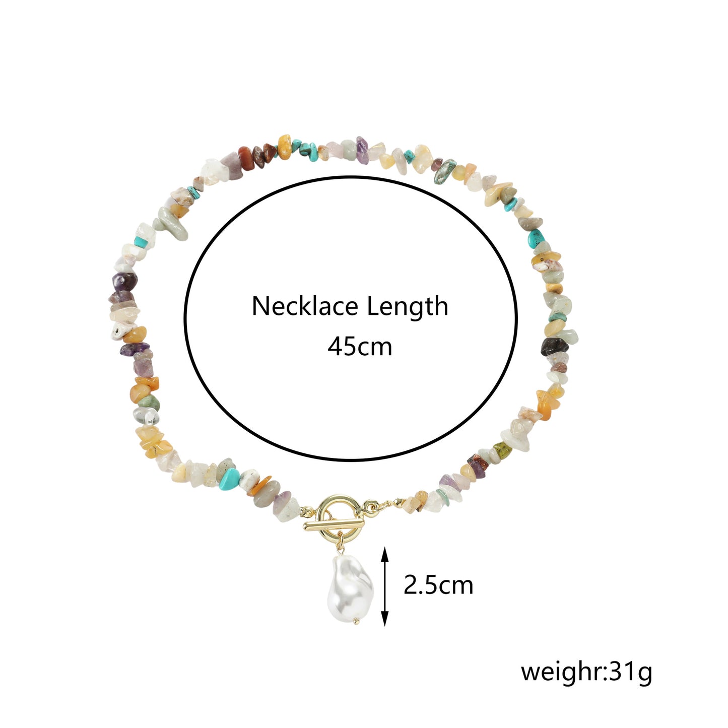 Women's Bohemian Color Gravel For Natural Stone Necklaces