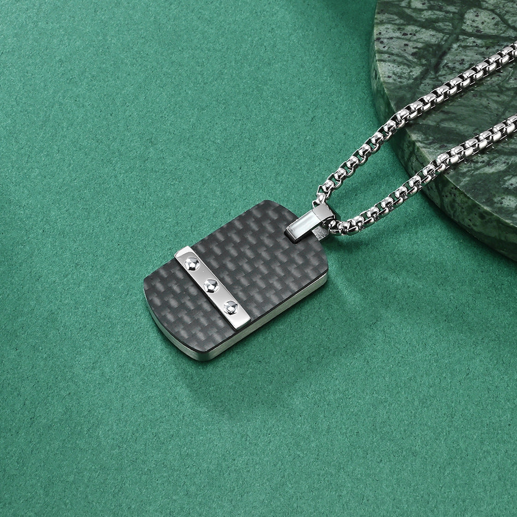 Men's Nail Head Pattern Carbon Fiber Fashion Dog Pendants