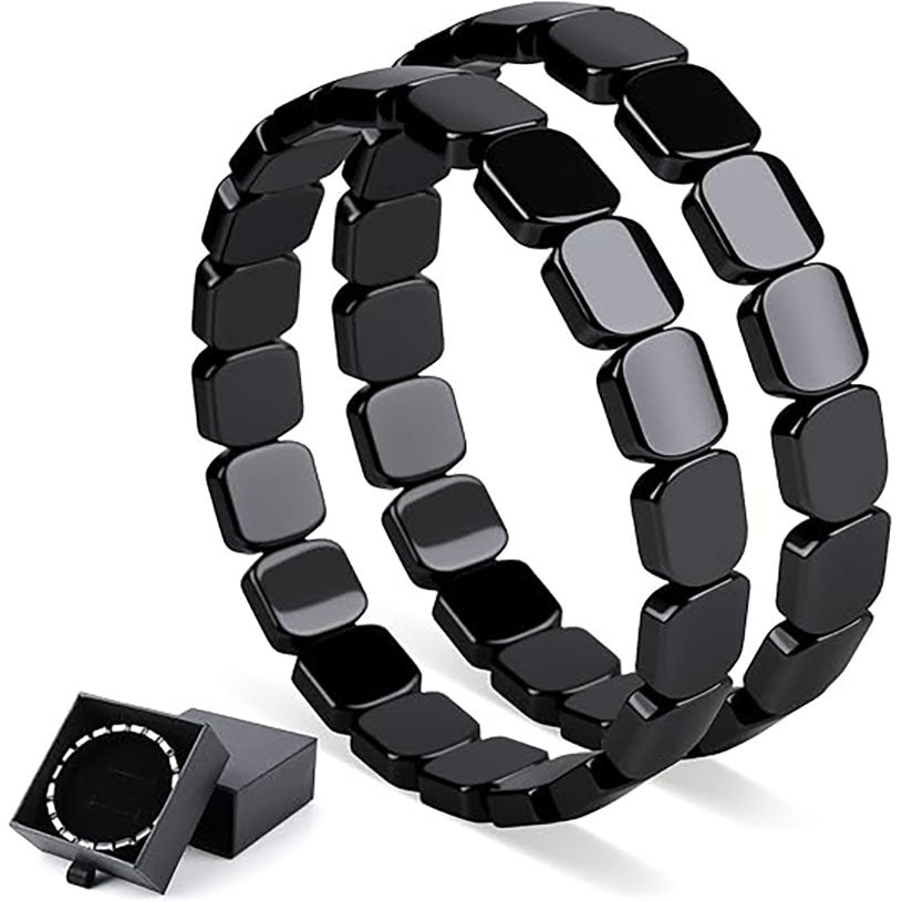 Men's Square Hematite Elastic Mixed Fashion Beaded Bracelet