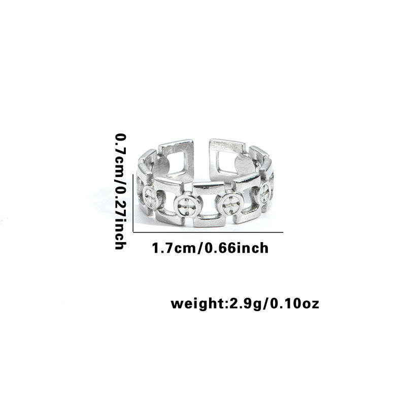 Minority Flower V-shaped Design Irregular Geometric Hollow Rings