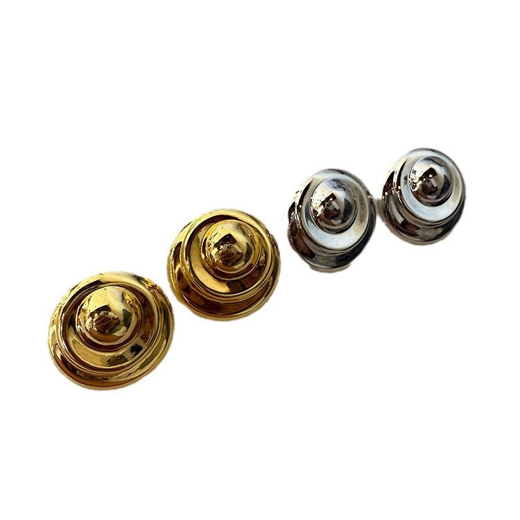 Women's Gold Brass Threaded Circle Round Special Interest Light Earrings