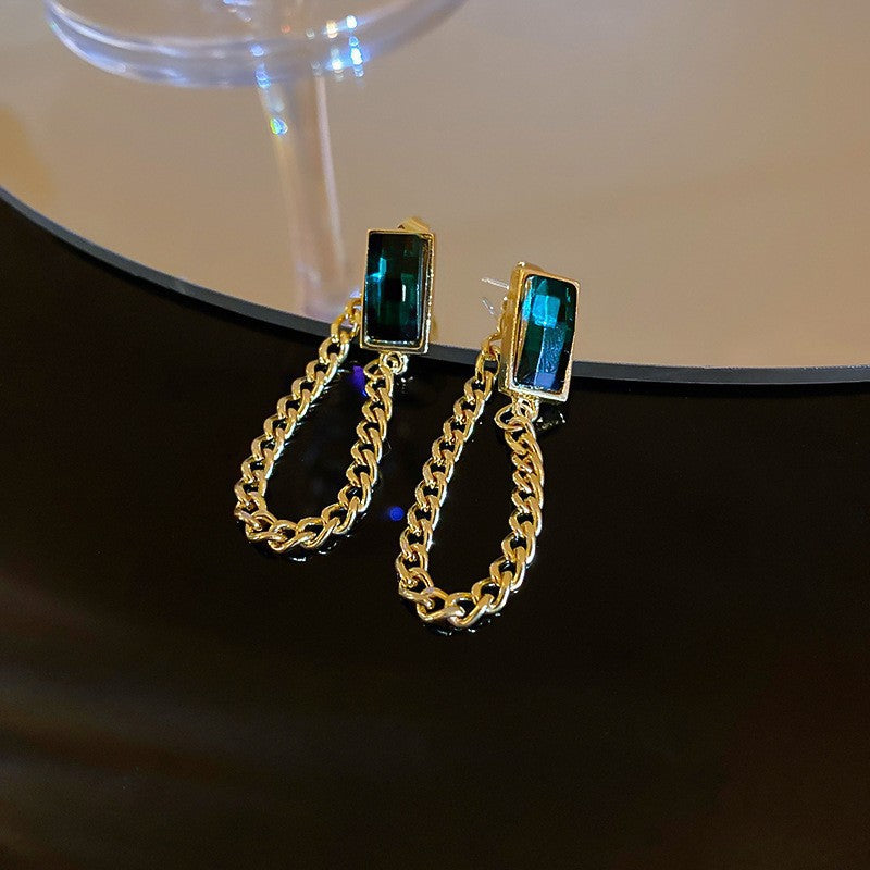Women's Leaves Sequins Tassel Exaggerated High Sense Affordable Luxury Earrings