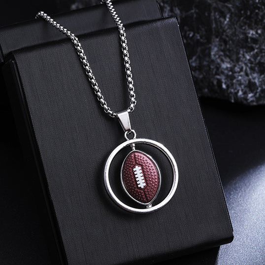Men's Rotating Basketball Football Street Sports Gift Sweater Necklace