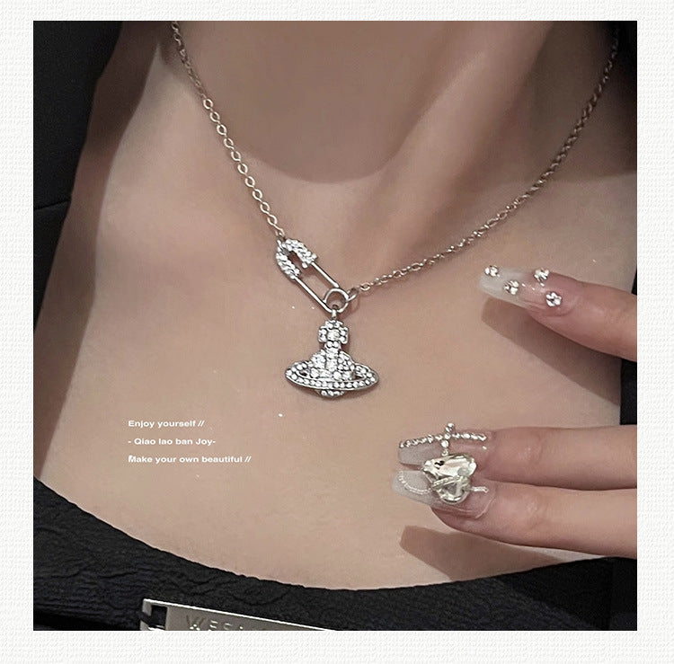 Zircon Saturn Pin Sier Clavicle Chain Lady Temperamental Necklaces