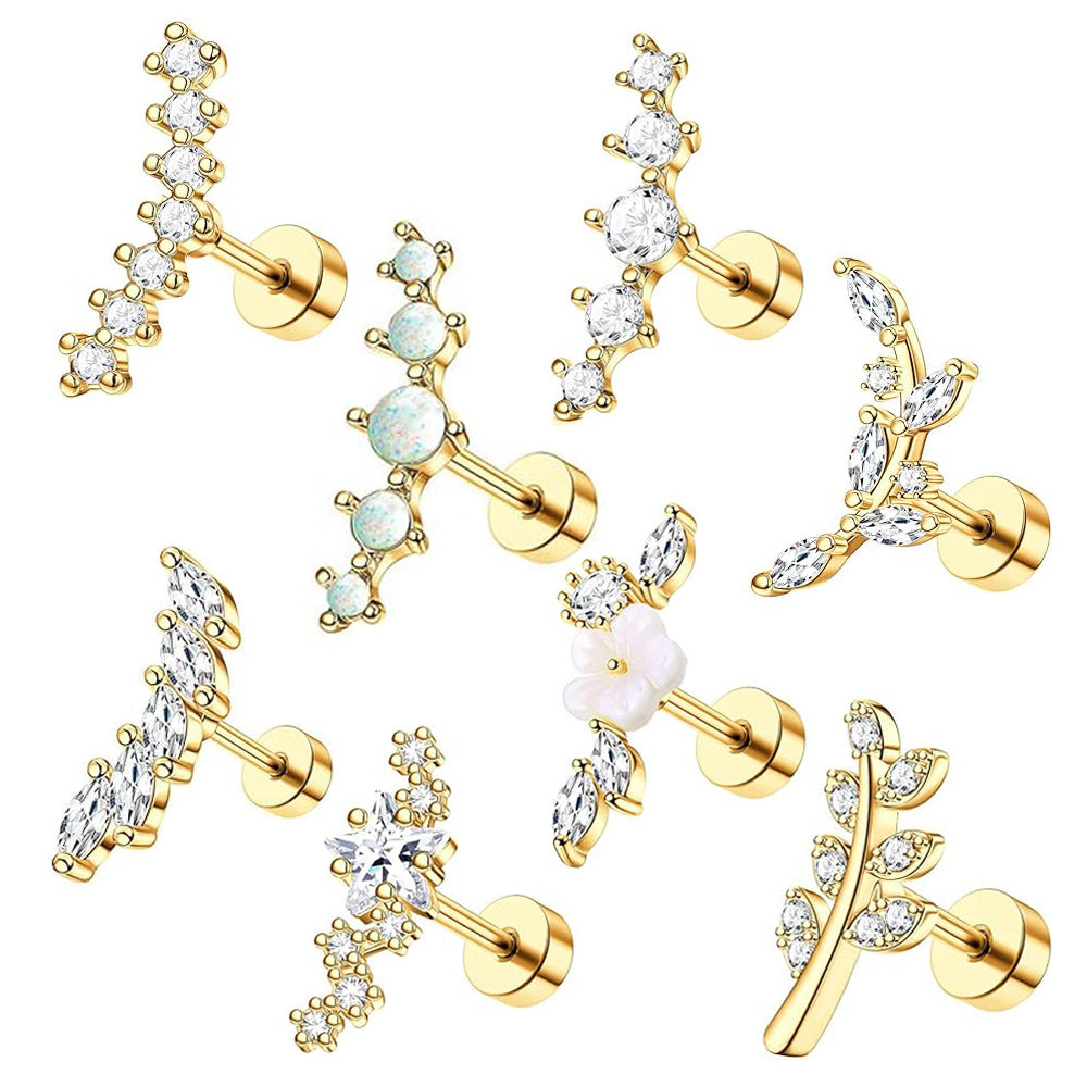 Women's Stainless Steel Screw Ear Bone Fashion Rings