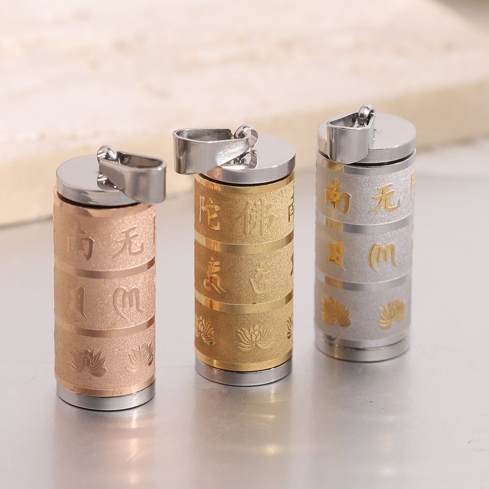 Chinese Style Retro Titanium Steel Rotatable Open Necklaces