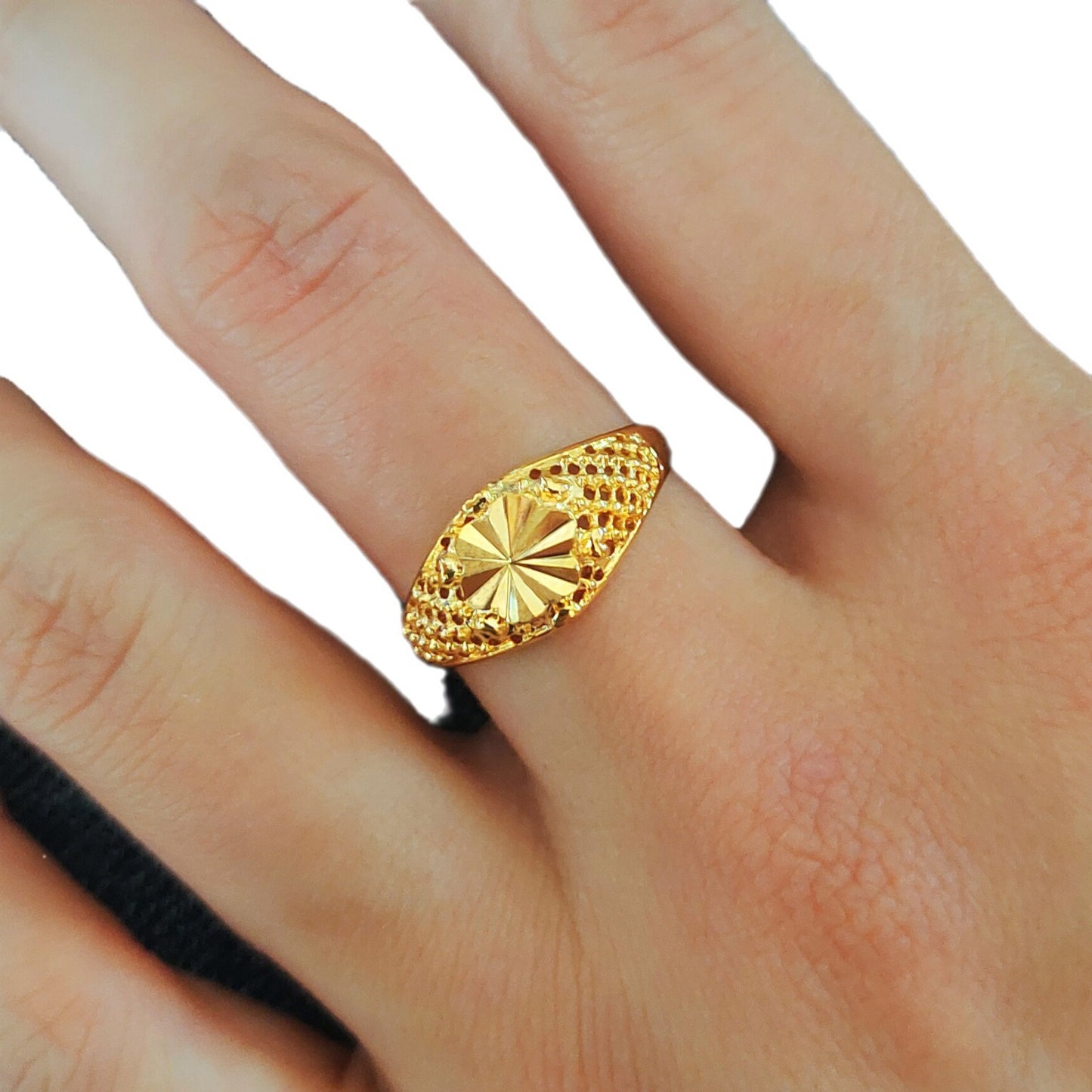 Flower Female Vacuum Plating No Color Fading Gold Rings