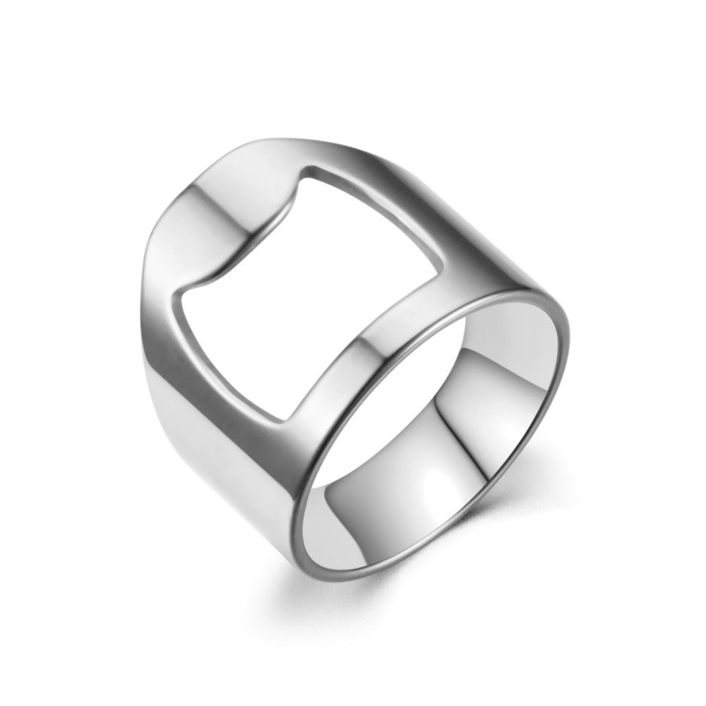 Men's Ornament Titanium Steel Open Beer Bottle Rings
