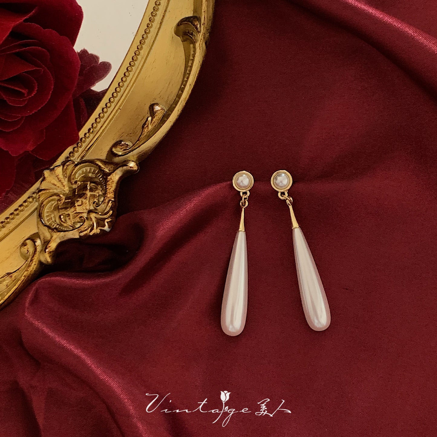 Women's Pearl Water Drop Long High-grade Light Luxury Western Temperament Sier Rings