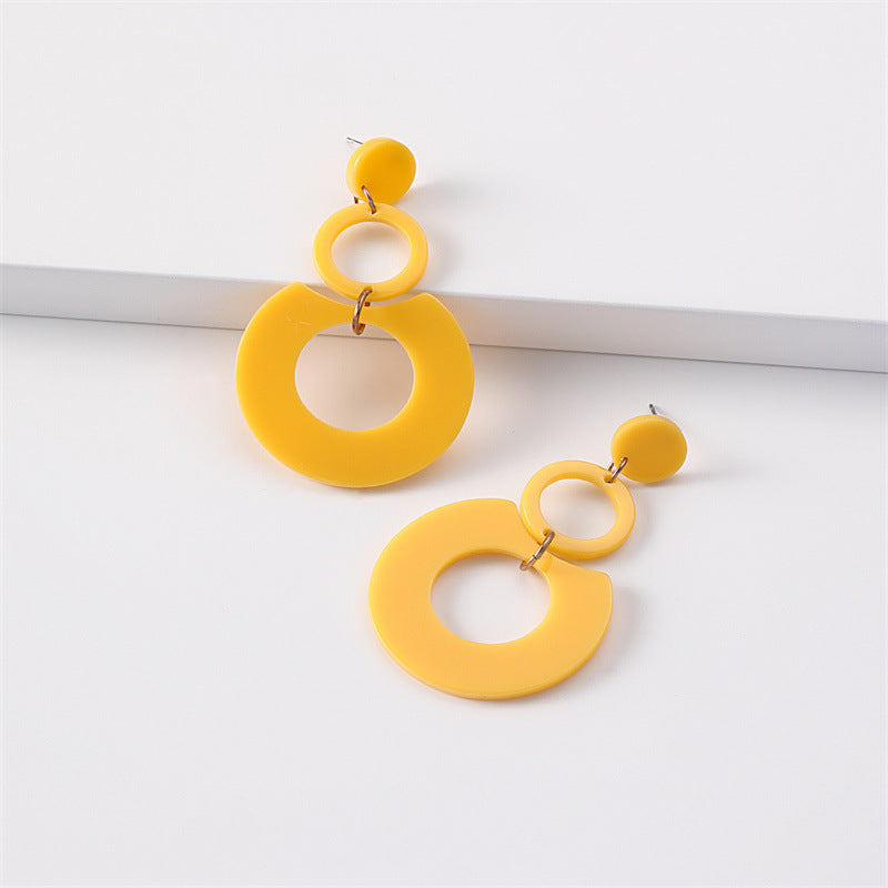 Women's Round Stitching Cellulose Acetate Sheet Texture Earrings