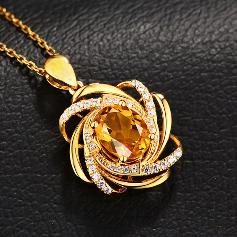 Female Niche Design Fashion Flower Sapphire Necklaces