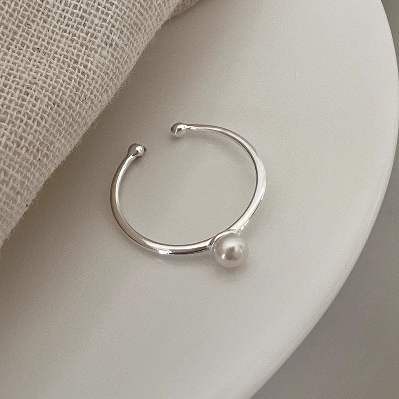 Women's Wave Fresh Water Open-end Pearl Single Beads Rings