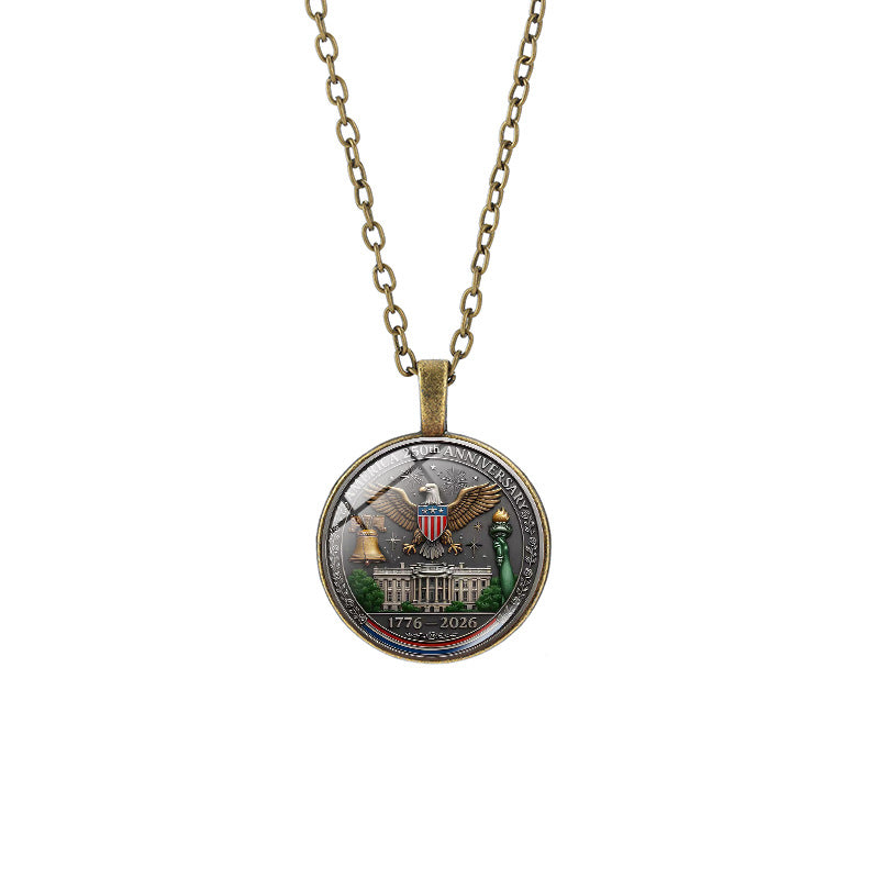 Popular Weekly Commemorative Liberty Bell National Flag Totem Necklaces