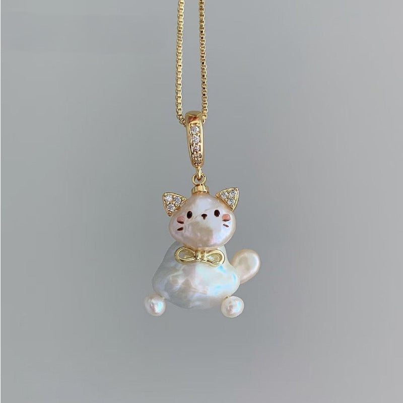 Personalized Pet Imitation Pearl Cat Clavicle Pendants