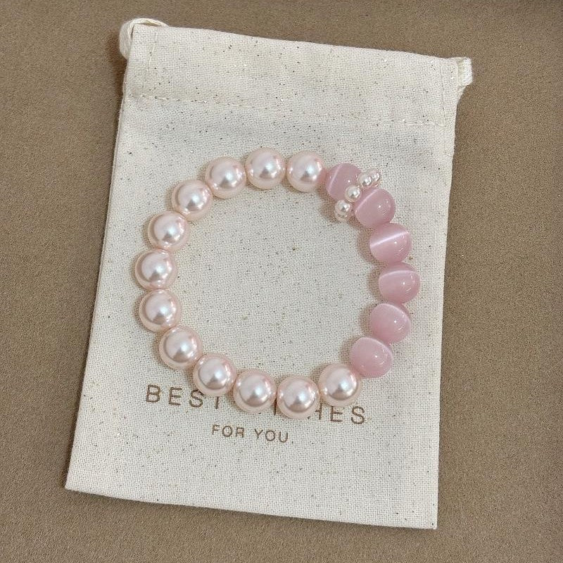 Eye Crystal Stitching Manta Rose Pearl Female Sweet Elegance Bracelet