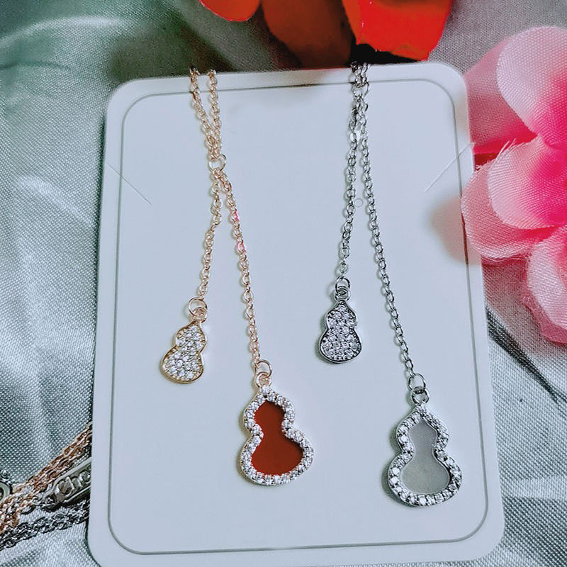Fu Lu Happy Gourd Female Sier Necklaces