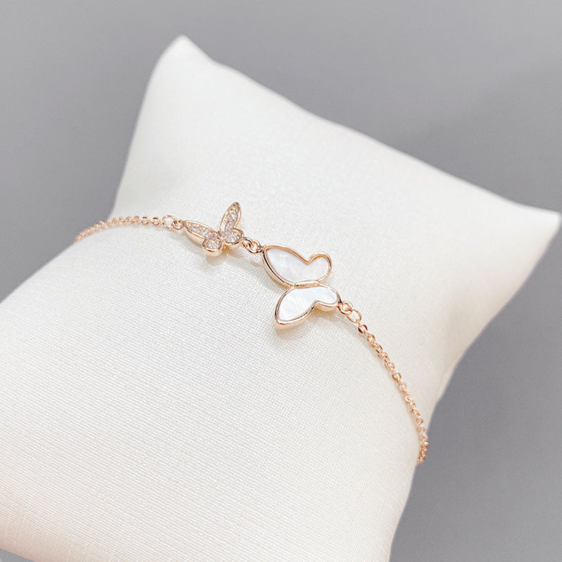 Women's Shell Butterfly Korean Style Electroplated Real Gold Couple Girlfriends Bracelet