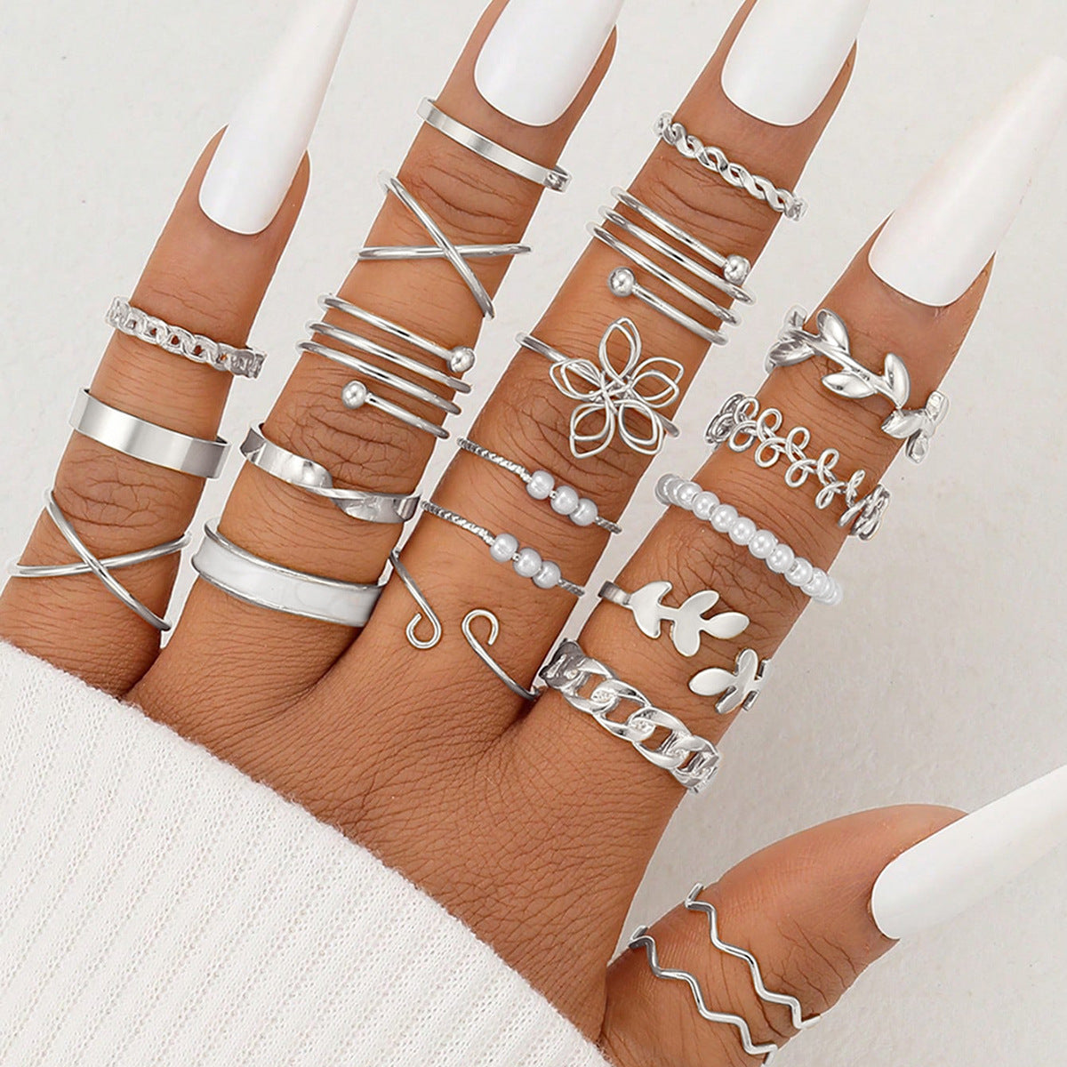 Oil Dripping Butterfly Wave Multi Knuckle Rings