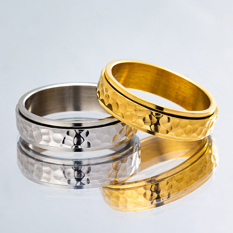Hand Beating Moon Pit Pattern Irregular Rings