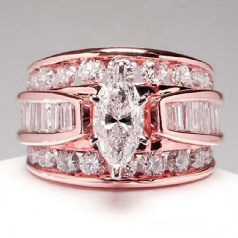 Slouchy Electroplating Zircon Fashion Engagement Hand Ring