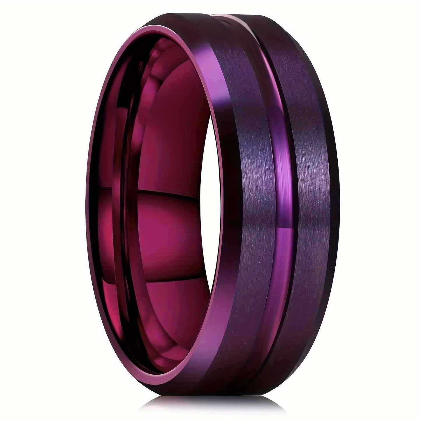 Men's Fashion Xi Vacuum Plating Purple Stainless Ring