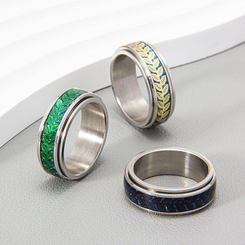 Ornament Peace Branch Olive Leaf Shape Rings