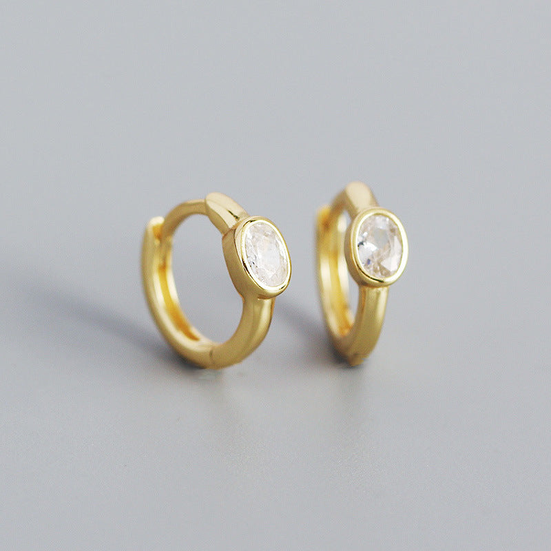 Women's Sier Minimalist Style Egg Type Zircon Rings